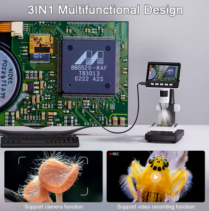 Avelena | 1000X 4.3" LCD Digitalmikroskop – 1080P Münzmikroskop mit 8 LED-Lichtern für Löten, Reparaturen und Inspektion