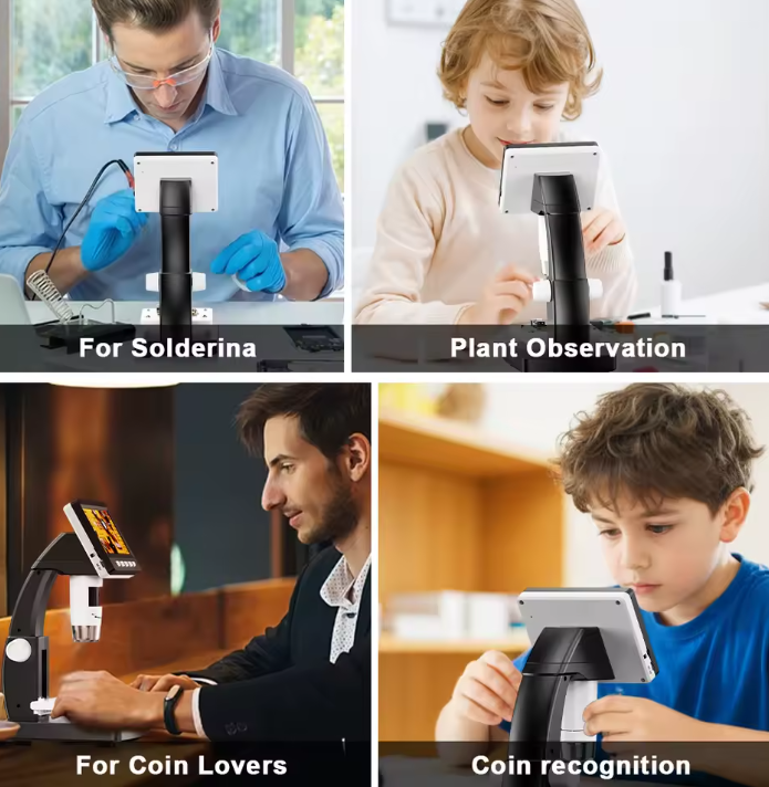 Avelena | 1000X 4.3" LCD Digitalmikroskop – 1080P Münzmikroskop mit 8 LED-Lichtern für Löten, Reparaturen und Inspektion