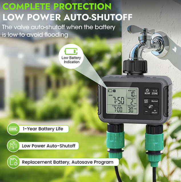 Avelena | Dual-Zone Sprinkler Wasser Timer mit Smart Scheduling & LCD Display