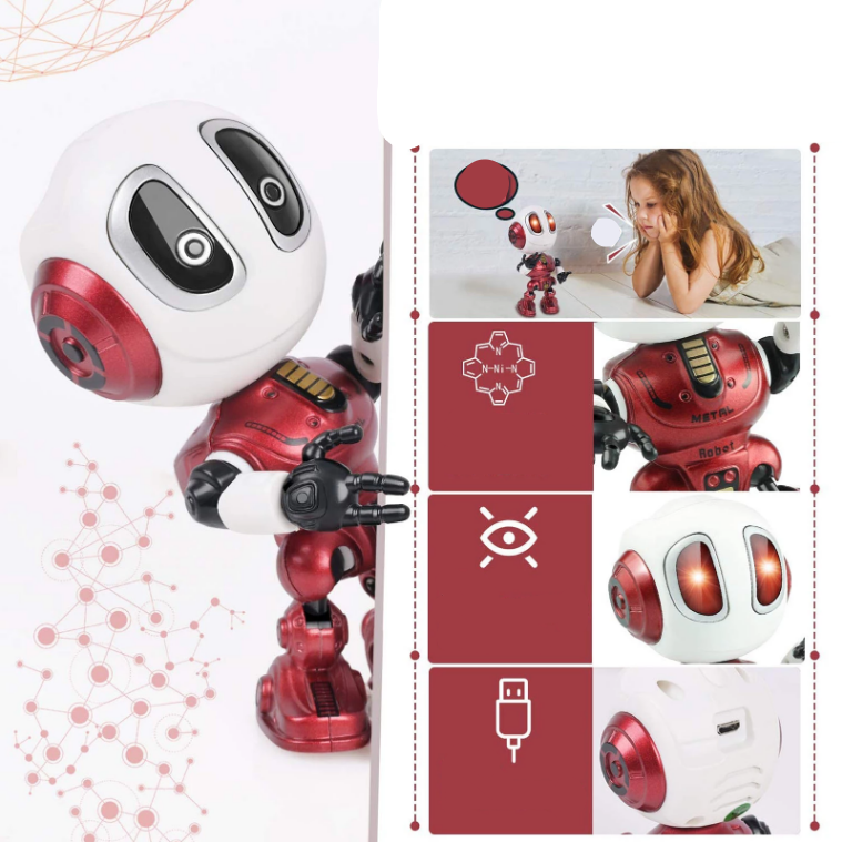 Avelena | Sprachroboter für Kinder Wiederaufladbar Über Usb, Led-Augen, Handy und Bleistifthalter Spielzeug