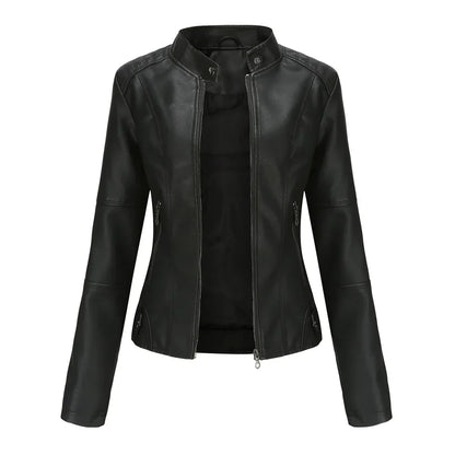 Avelena | Damen Dicke Lederjacke Modisch Motorradstil