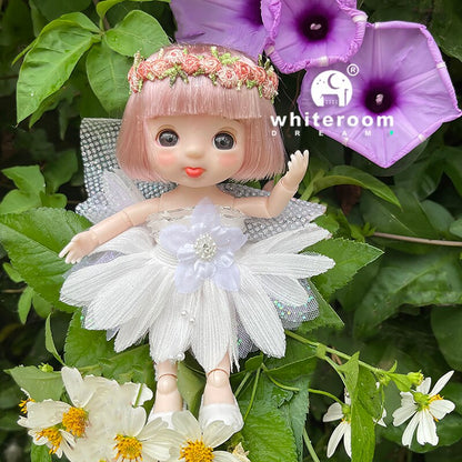 Avelena | 16Cm Blumenfee Bjd Puppe - Farbig Kleidung