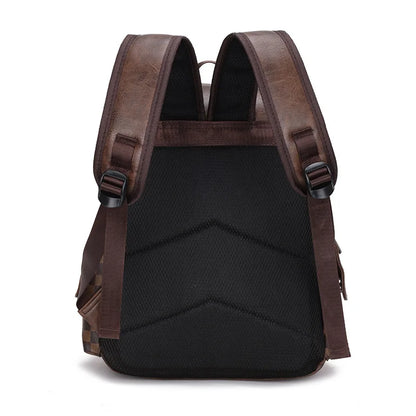 Avelena | Trendiger Karierter Business Vielseitiger Herren Rucksack Reisen Große Kapazität Luxusmarken Design Rucksack Herren PU Leder Schulranzen