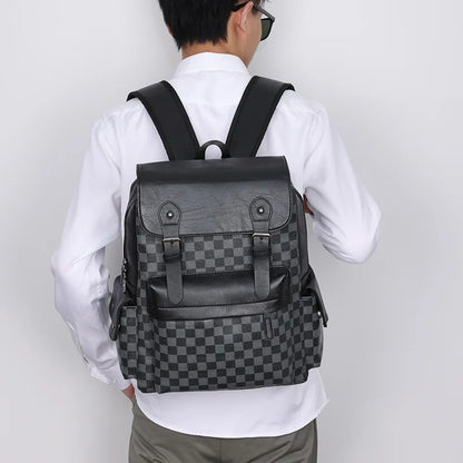 Avelena | Trendiger Karierter Business Vielseitiger Herren Rucksack Reisen Große Kapazität Luxusmarken Design Rucksack Herren PU Leder Schulranzen