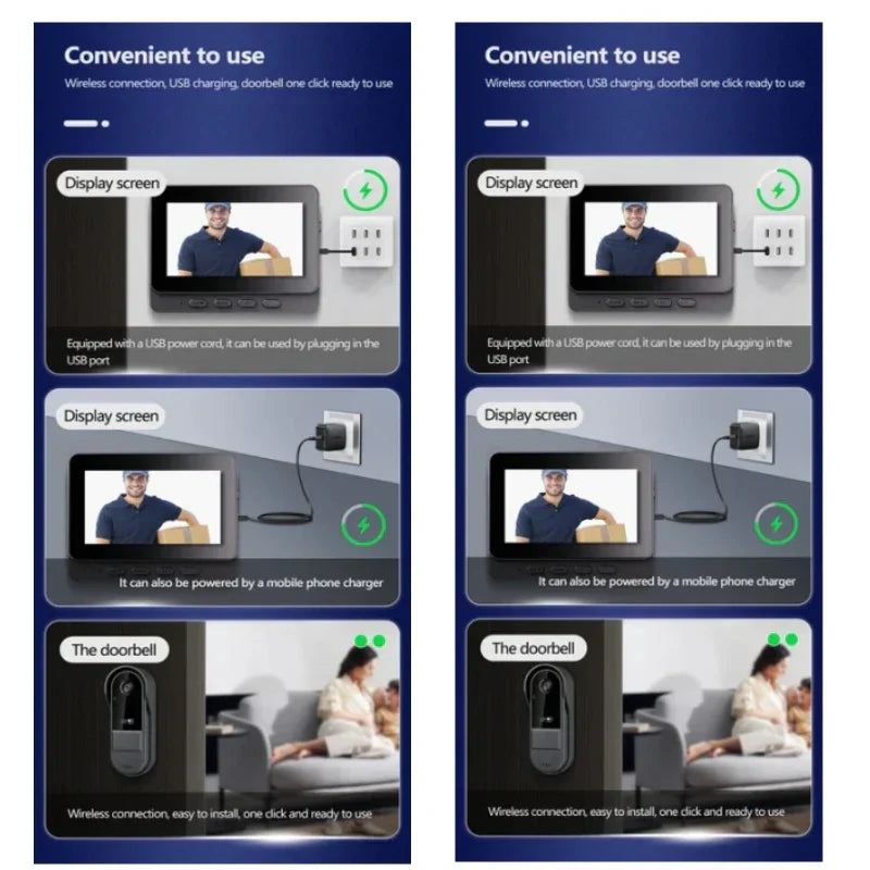 Avelena | Drahtlose Video-Türklingel mit Gegensprechanlage und Nachtsicht HD – 4,3” IPS-Display, wasserdicht