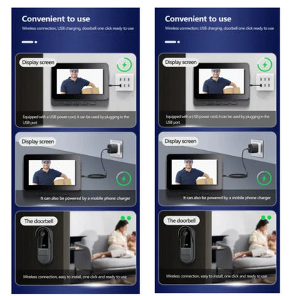 Avelena | Drahtlose Video-Türklingel mit Gegensprechanlage und Nachtsicht HD – 4,3” IPS-Display, wasserdicht