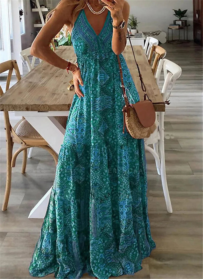 Avelena - Boho Print Schlupf-Maxikleid