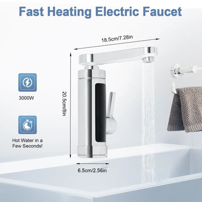 Avelena | ThermoFlow 3000W Instant Heating Kitchen Tap with 360° Rotating Spout – Edelstahl & Energieeffizient