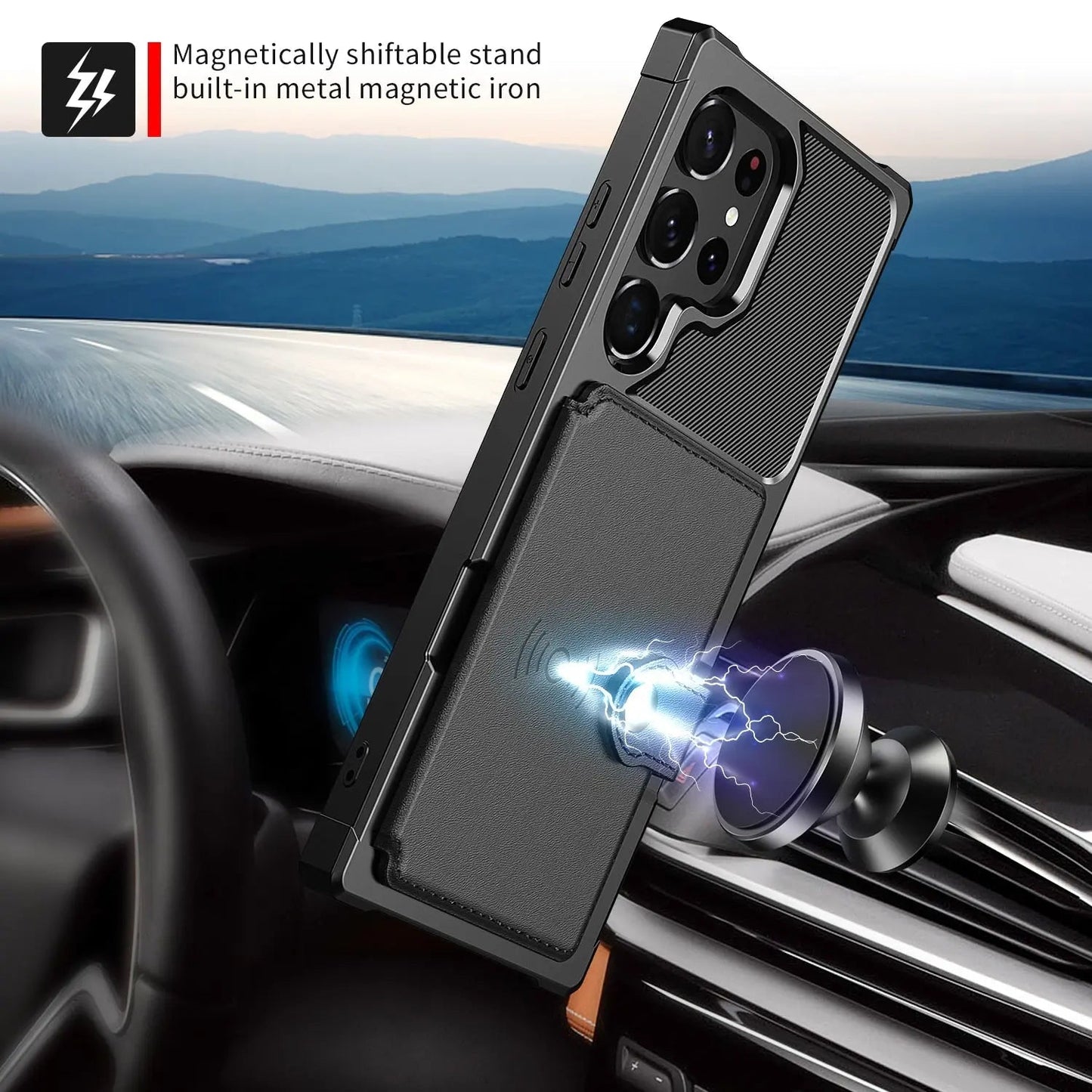 Avelena | Pinnacle Geldbörse Case Mit Kartenhalter Für Samsung Galaxy S23 Ultra