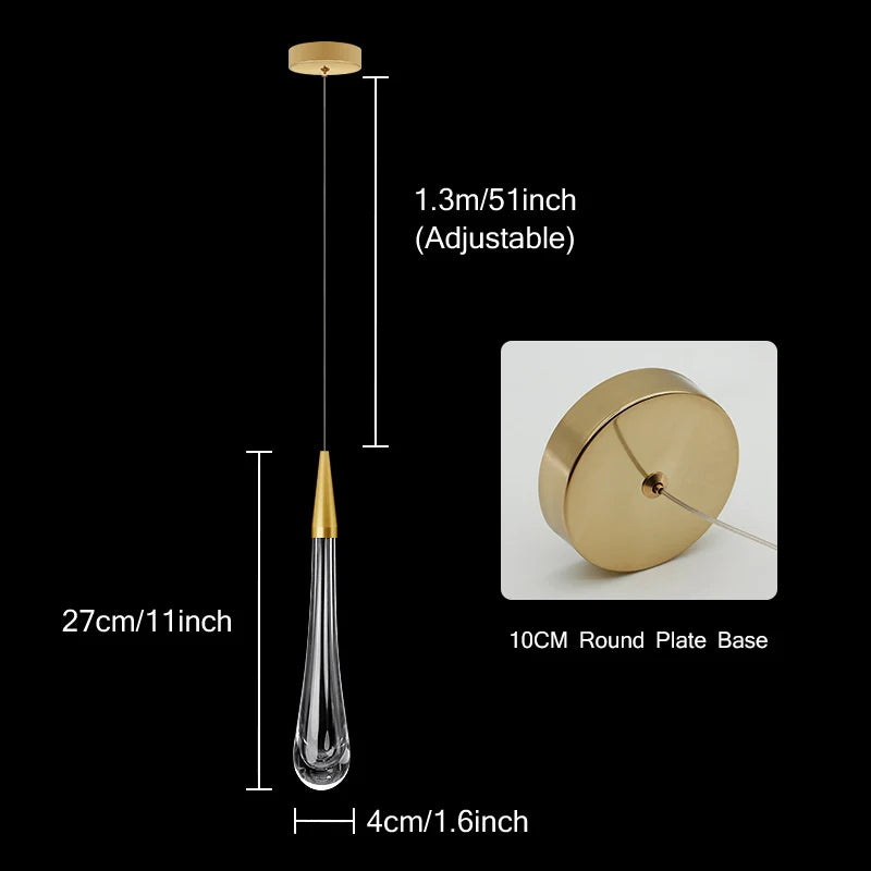 Avelena | Kristall LED Pendelleuchten: Perfekt für Schlafzimmer, Esszimmer, Bar - Wassertropfen-Kronleuchter, Treppenlampe für die Innendekoration