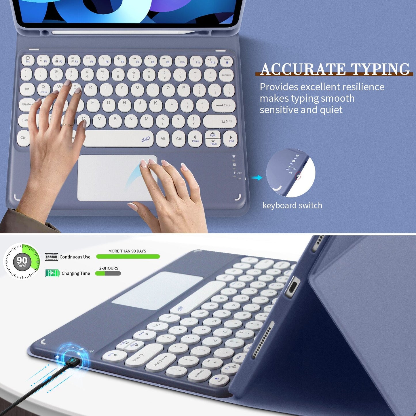 Avelena | Süße Rundfarbe Tastatur mit Touchpad