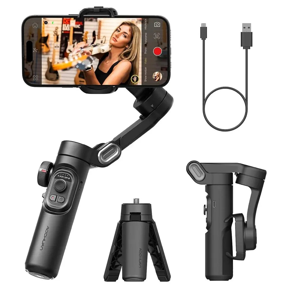 Avelena | 3-Achsen Smartphone Gimbal Stabilizer mit KI-Tracking & Gesichtserkennung – Alvion