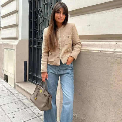 Avelena | Modische Tweed-Kurjacke für Damen
