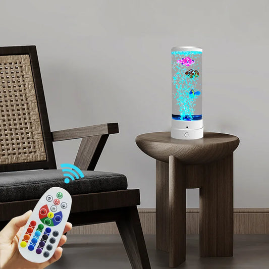 Avelena | Simulated Led Colorful Large Bubble Fish Light Aquarium Tank Usb Night Light for Home Desk Bedroom Living Room