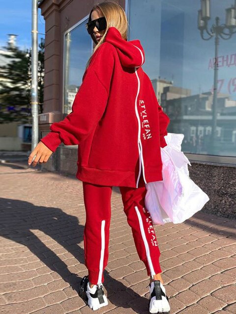 Avelena | Frauen Sweatshirts 2-teilige Sets Trainingsanzug Übergrößen Herbst Damen Korea Hose Pullover Hosenanzüge Damen