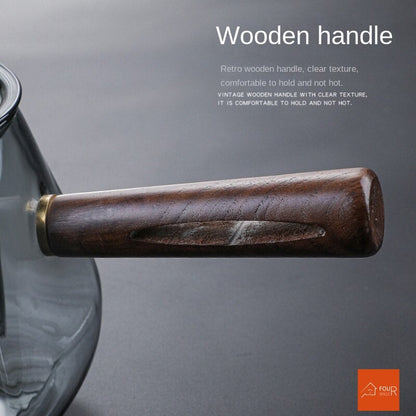 Avelena | Japanische Glas-Teekanne mit Holzgriff, kochende Teekanne, elektrischer Keramik-Ofen, Teebereiter, hochwertiges Tee-Set, hitzebeständige Teekanne, 700 ml