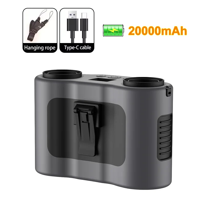 Avelena | Tragbarer Taillenschutzventilator mit zwei Luftauslässen & 20.000mAh Batterie – BreezeMate