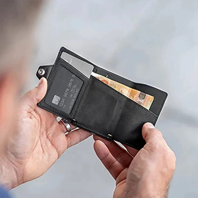 Avelena | Automatisches Pop-Up Leder Kartenhalter Portemonnaie