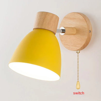 Avelena | Nachttisch LED Wandleuchte mit Schalter Nordic Modern E27 Holzwandleuchten Innenbeleuchtung Schlafzimmer Wohnzimmer Küche