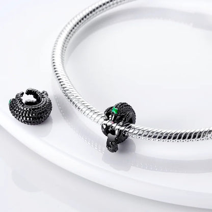 Avelena | 925 Silber Goldener Leopard Charms Perlen Bunte Chamäleon Nashorn Löwe Skarabäus Katze Anhänger Passend für Original Pandora Armband Schmuck