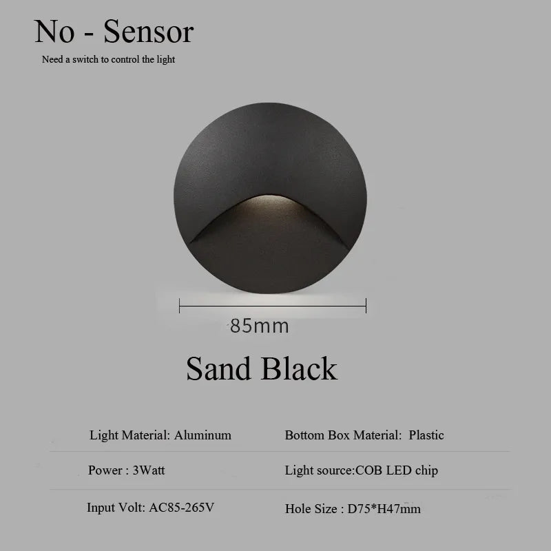 Avelena | Moderne wasserdichte IP65 LED-Einbau-Wandlampe für Außenbeleuchtung - 3W eingebettete Stufen- & Treppenbalcony-Portalschlusslampe