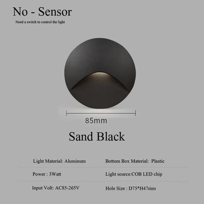 Avelena | Moderne wasserdichte IP65 LED-Einbau-Wandlampe für Außenbeleuchtung - 3W eingebettete Stufen- & Treppenbalcony-Portalschlusslampe