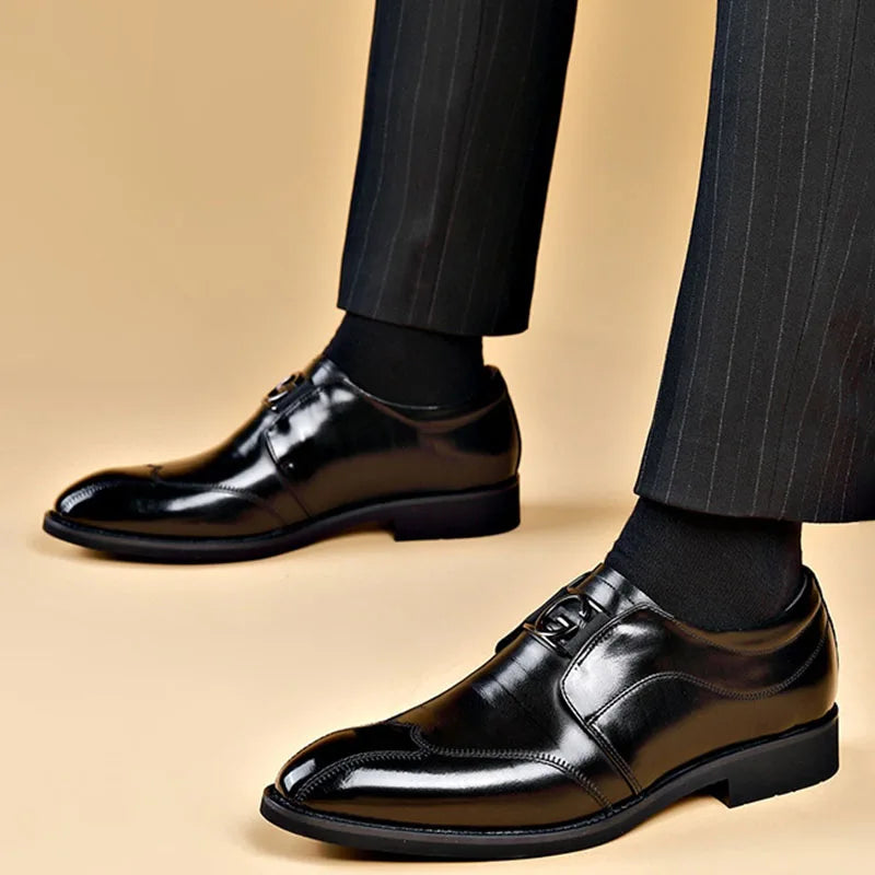 Avelena | Herren Leder Schuhe Stilvolle Herren Schuhe Spitz Oxford Hochzeit Leder Herren Dress Schuhe Gentleman Büro Mann Schuh