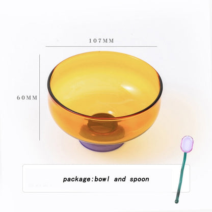 Avelena | Bunte Borosilikat-Dessertschale mit Löffel