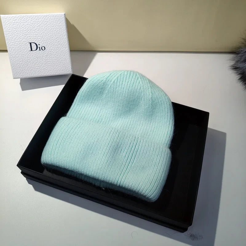 Avelena | Damen Winter Strickmütze - Warmes Kaschmir Wolle & Kaninchenfell Ski Hut