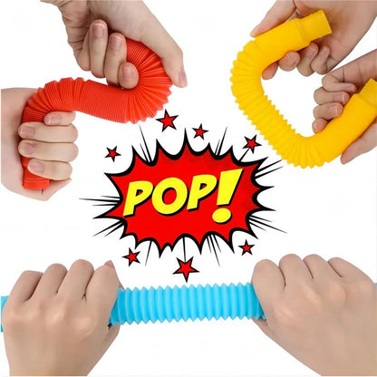 Avelena | 10-30Pcs Bunte Teleskopische Pop-Rohre - Sensorische Fidget-Spielzeuge für Kinder und Erwachsene