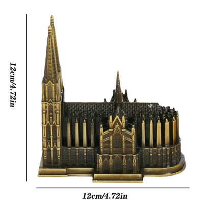 Avelena | Cologne Cathedral Model Metal Antique Bronze Germany Kölner Dom Building Figurine World Famous Landmark Architecture Decoration