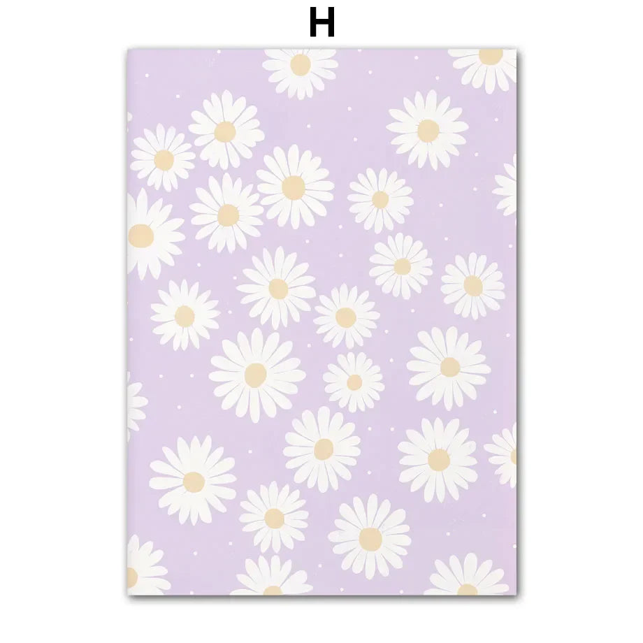 Avelena | Pink Lavender Daisy Flower Market Poster Wandkunst Schöne Kunst Leinwanddrucke Pastellblumenbilder für Wohnzimmer Schlafzimmer Kunst Dekor