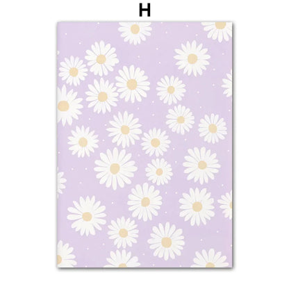 Avelena | Pink Lavender Daisy Flower Market Poster Wandkunst Schöne Kunst Leinwanddrucke Pastellblumenbilder für Wohnzimmer Schlafzimmer Kunst Dekor