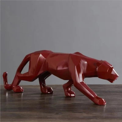 Avelena | Panther-Statue, Tierfigur, abstrakter geometrischer Stil, Kunstharz, Leopardenskulptur, Heimbüro, Desktop-Dekoration, Kunsthandwerk