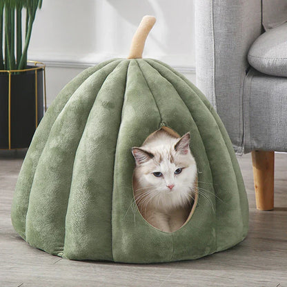 Avelena | CozyNest Kürbis Katzenbett – Warm, Waschbar & Bequemes Katzenversteck