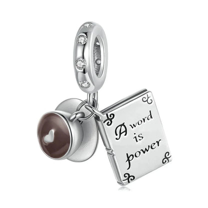 Avelena | Luxyglo Sterling Silber Kaffee- und Buch Anhänger