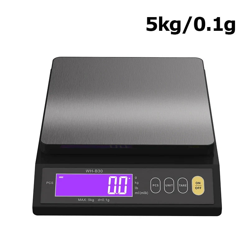 Avelena | 5 kg/0,1 g und 10 kg/1 g digitale elektronische Küchenwaage, LCD-Display, voll wasserdichtes Edelstahl-Waagetool zum Backen