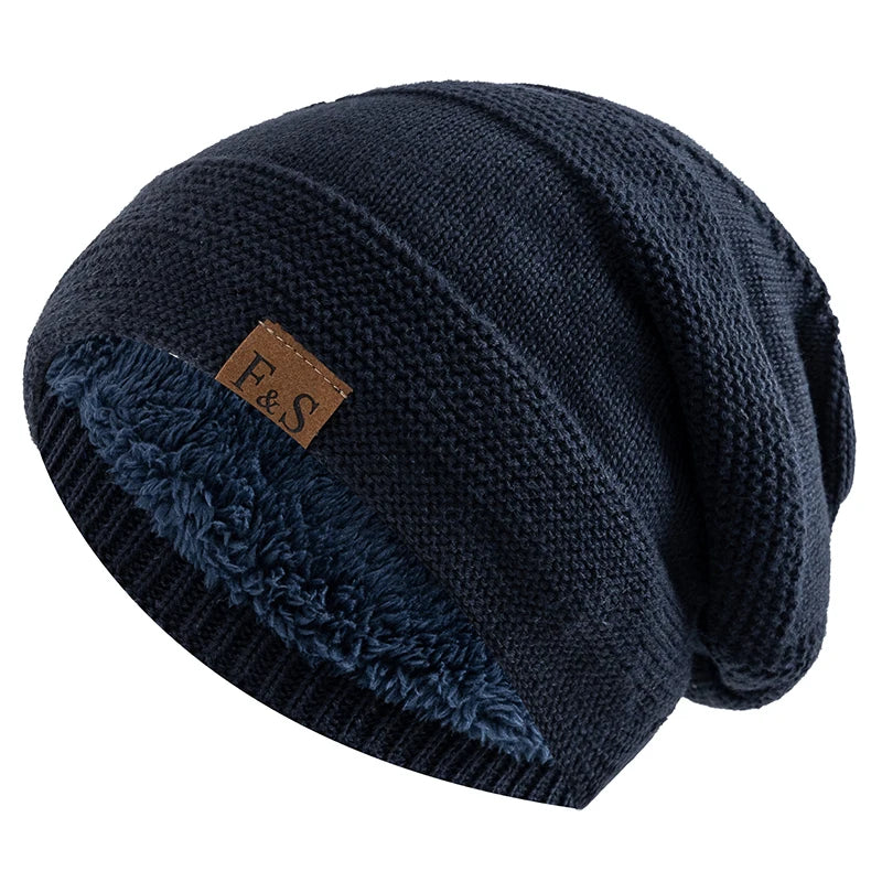 Avelena | Unisex Slouchy Winter Beanie - Pelzfutter