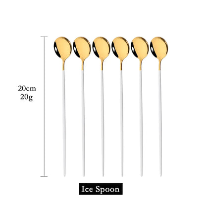 Avelena | Golden 6-teiliges Langstiel-Löffelset