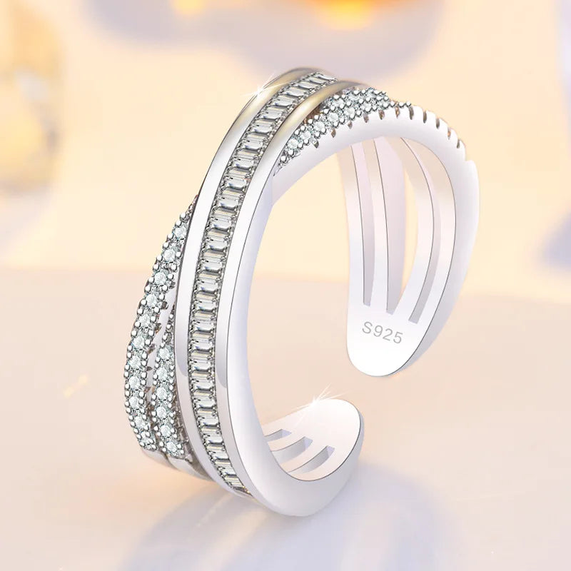 Avelena | 925 Sterling Silber Herz Glitzer Ring