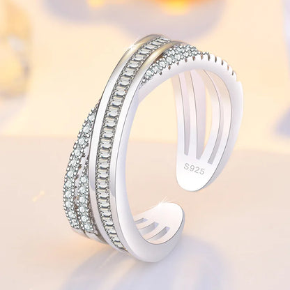 Avelena | 925 Sterling Silber Herz Glitzer Ring