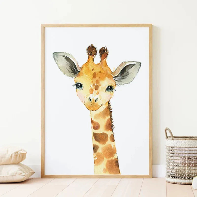 Avelena | Set mit 3 Stück Baby-Elefant, Giraffe, Löwe Kinderzimmer Wandkunst Fine Art Leinwanddrucke Wilde Tiere Safari Poster Bilder Zur Dekoration Des Kinderzimmers