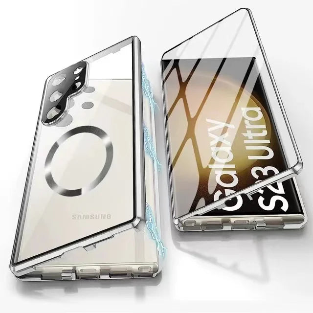 Avelena | Metall Aluminiumlegierung 360 Hülle mit Sicherheitsverschluss für Samsung Galaxy S24-S23 Serie