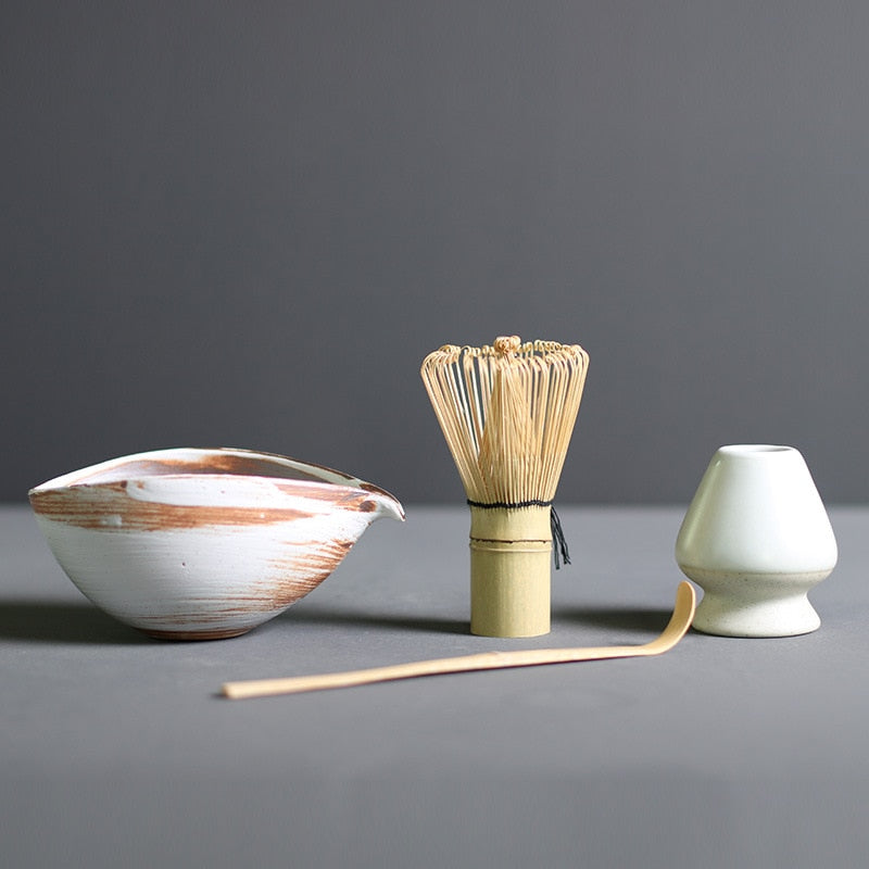 Avelena | 4-Teiliges Matcha Set Hochwertige Bambus & Keramik