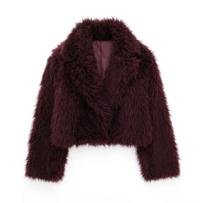Avelena | Warme Pelzjacke mit V-Ausschnitt für Damen