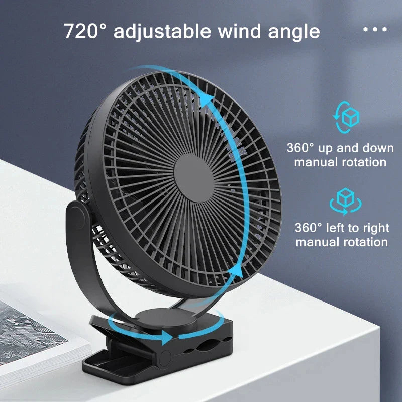 Avelena | Tragbarer USB-wiederaufladbarer Ventilator mit 10000mAh Batterie & Clip – Zephyr