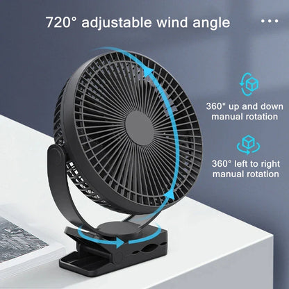 Avelena | Tragbarer USB-wiederaufladbarer Ventilator mit 10000mAh Batterie & Clip – Zephyr