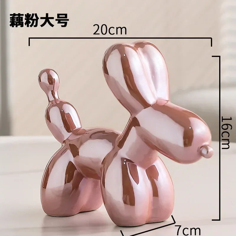 Avelena | Nordic Keramik Ballon Hund Skulptur Gold Tier Dekorationen Statue Wohnzimmer Ornamente Kreative Desktop Ornament Wohnkultur