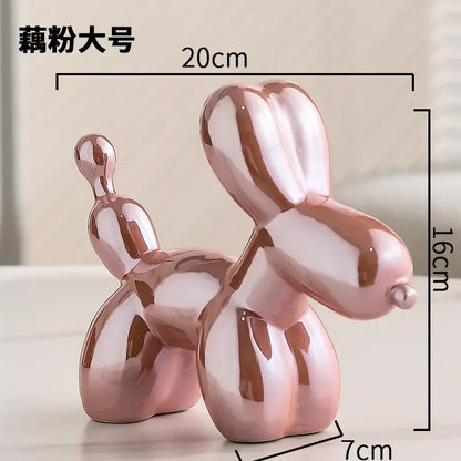 Avelena | Nordic Keramik Ballon Hund Skulptur Gold Tier Dekorationen Statue Wohnzimmer Ornamente Kreative Desktop Ornament Wohnkultur