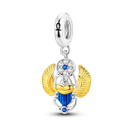 Avelena | 925 Silber Goldener Leopard Charms Perlen Bunte Chamäleon Nashorn Löwe Skarabäus Katze Anhänger Passend für Original Pandora Armband Schmuck